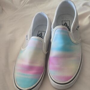 Vans Slip-On Sneakers in Pastel Blue Pink Cream Tie-Dye